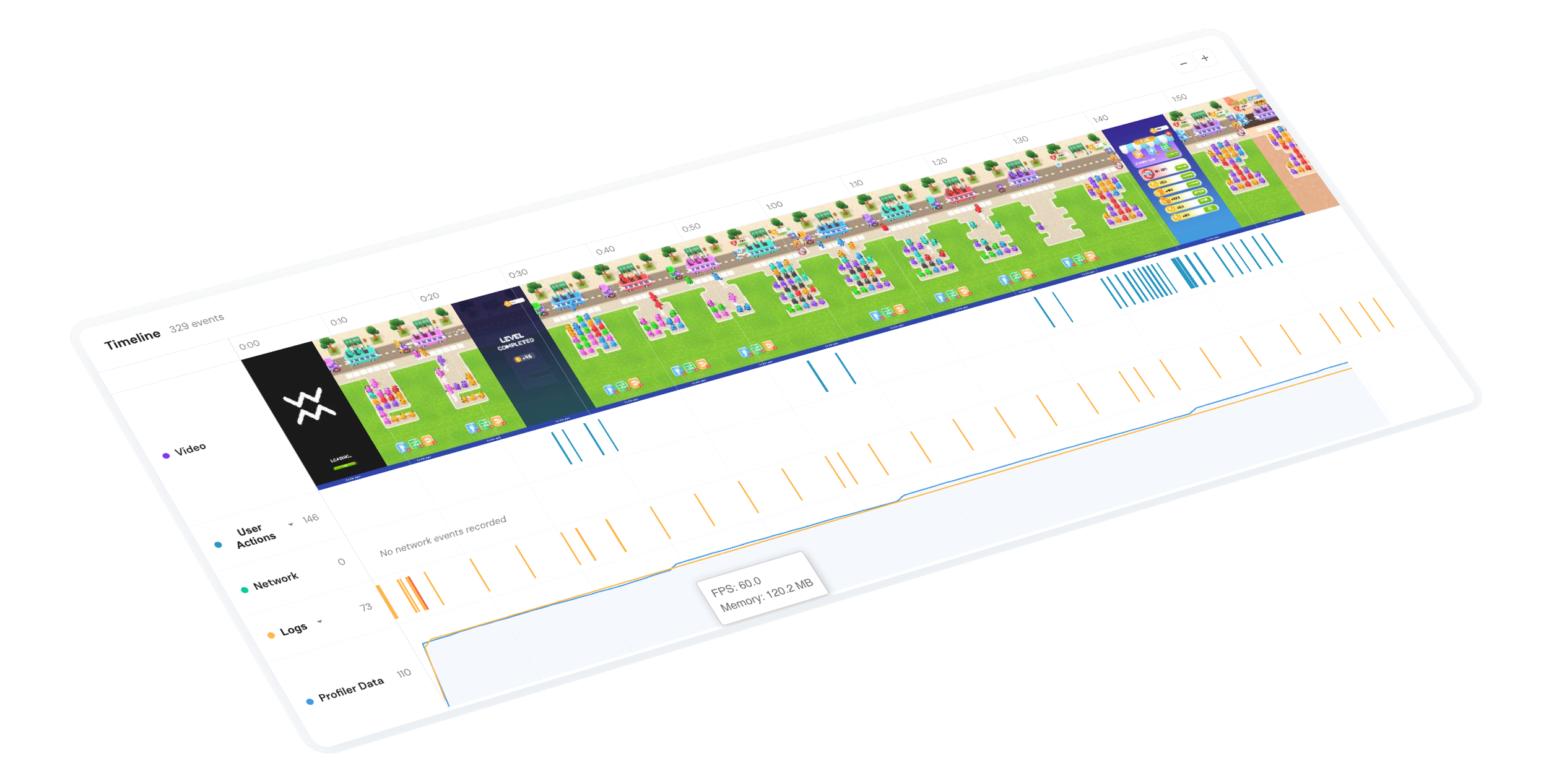 GamePilot bug report showing captured game state, network activity, and device telemetry